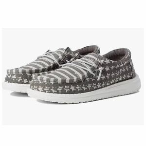 HEY DUDE Wally Youth Greyed Patriotic Casual Slip On Shoes Size 13 NEW